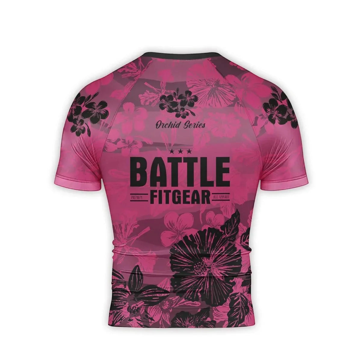 Orchid Series Floral Pink Heart Pattern Men's Short Sleeve Rash Guard