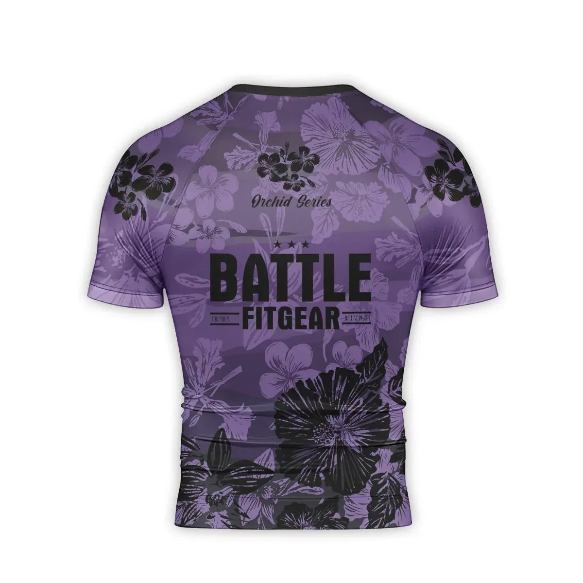 Orchid Series Floral Violet Heart Pattern Men's Short Sleeve Rash Guard