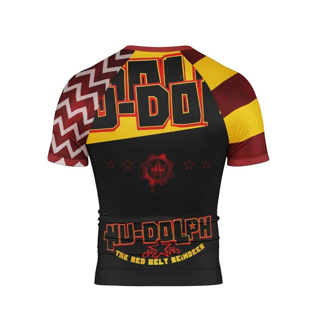 Hudolph The Red Belt Reindeer Short Sleeve Rash Guard