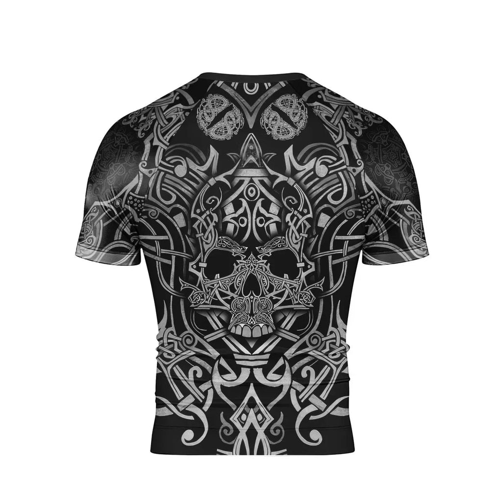 Viking Norse Skull Men's Short Sleeve Rash Guard