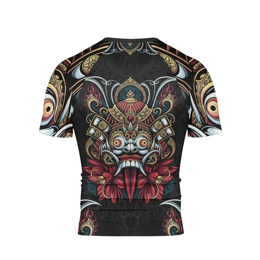 Japanese Weird Samurai Helmet Short Sleeve Rash Guard