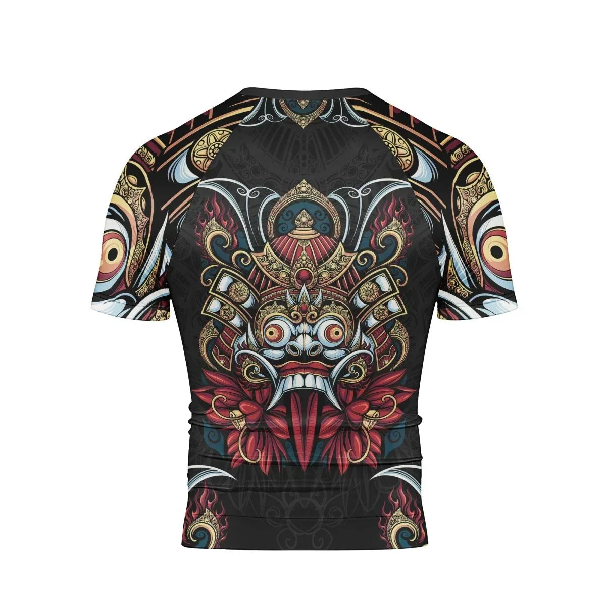 Japanese Weird Samurai Helmet Short Sleeve Rash Guard
