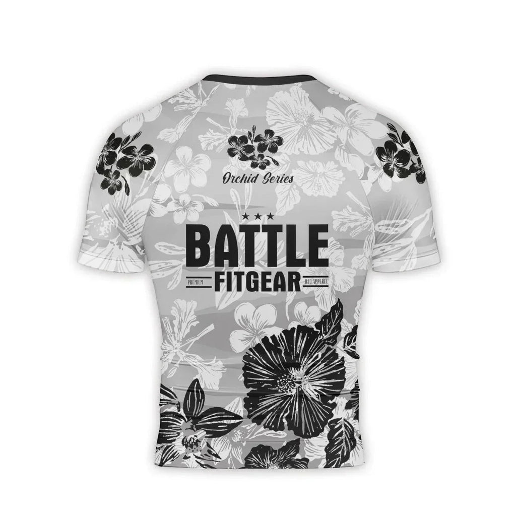 Orchid Series White Heart Pattern Men's Short Sleeve Rash Guard