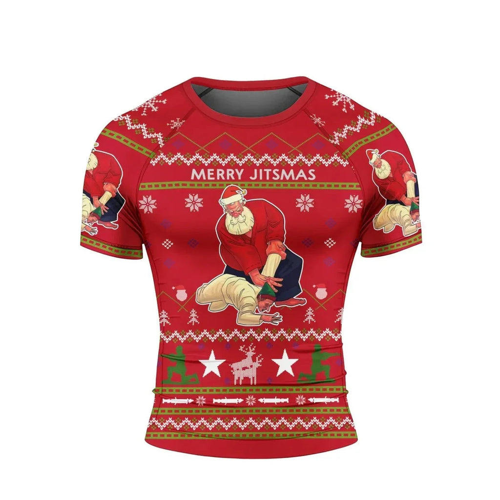 Santa Merry Jitsmas Short Sleeve Rash Guard
