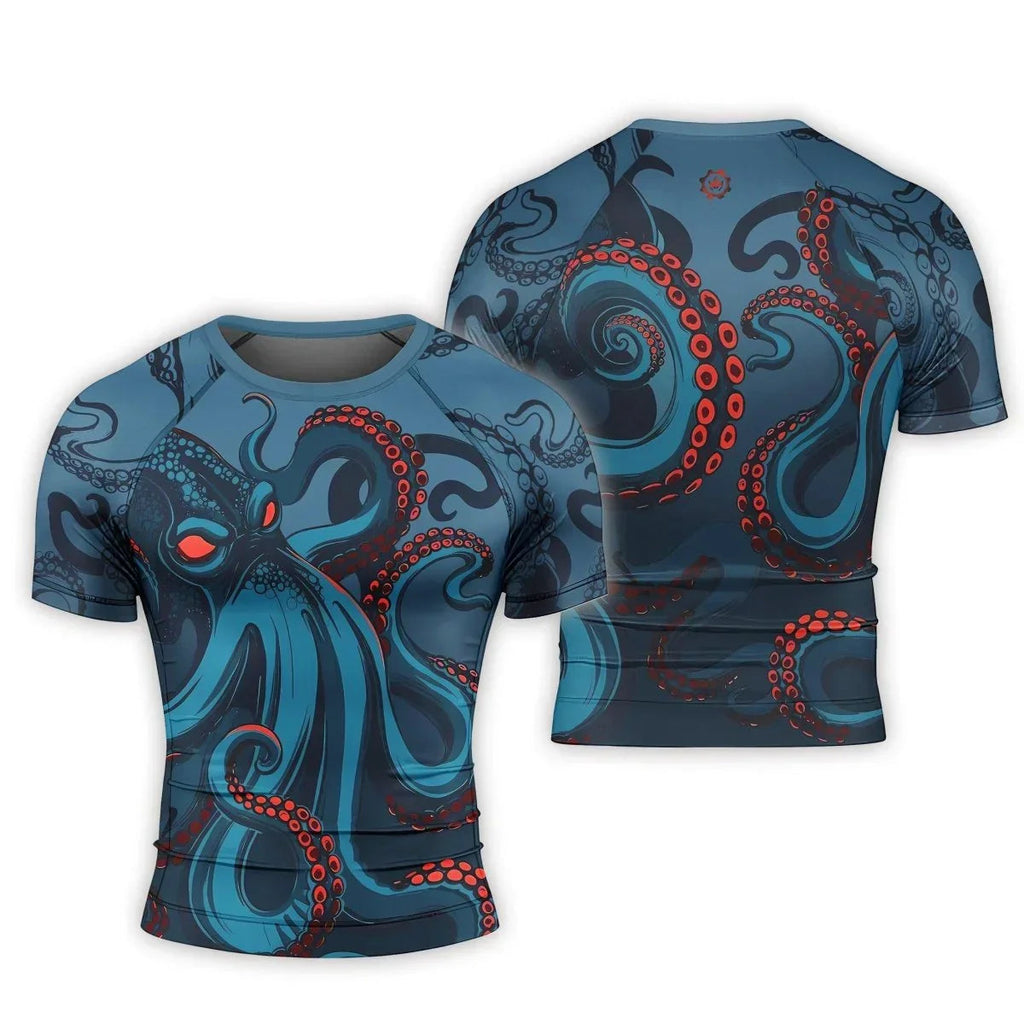 Dark Sea Octopus Men's Short Sleeve Rash Guard