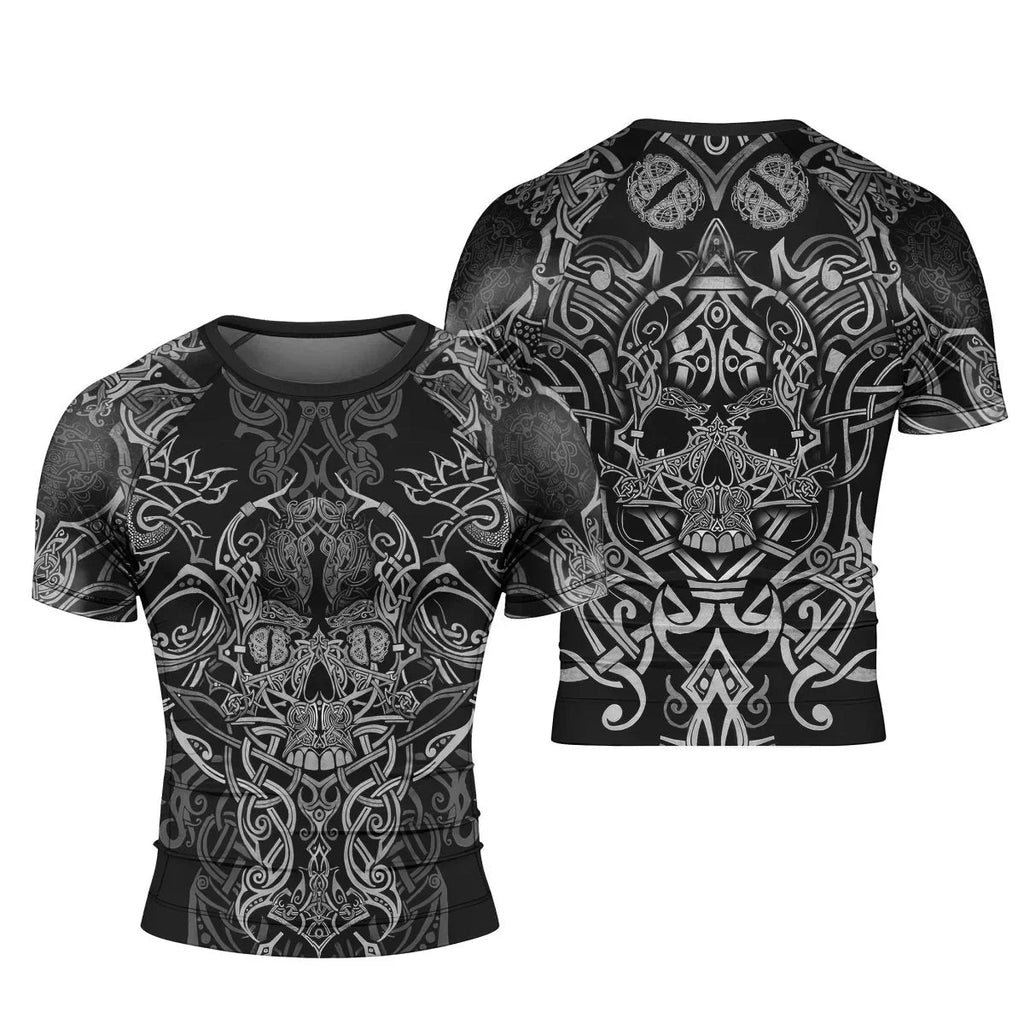 Viking Norse Skull Men's Short Sleeve Rash Guard