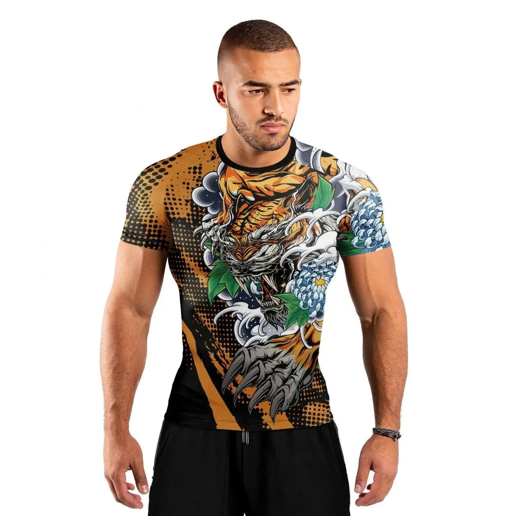 Flower Tiger Short Sleeve Rash Guard