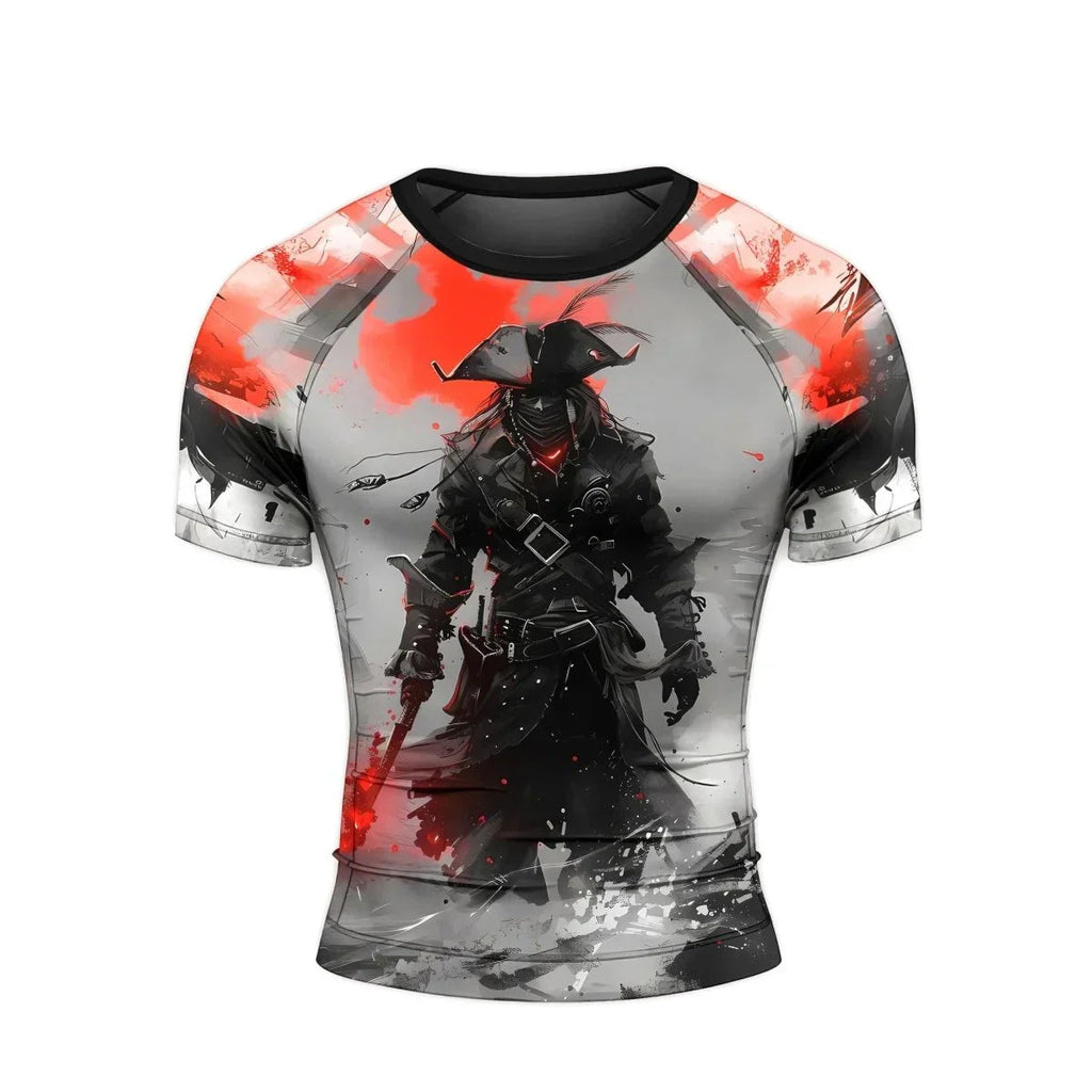 Shadow Pirate Caribbean Men's Short Sleeve Rash Guard