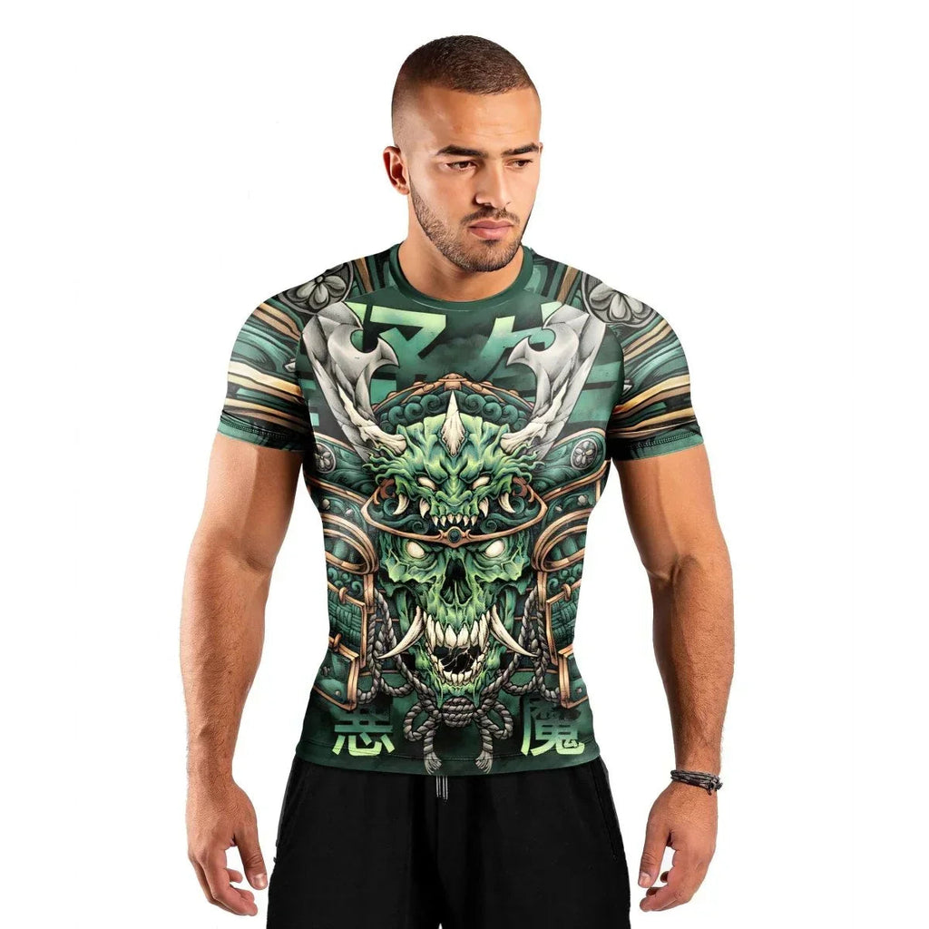 Evil Japanese Samurai Short Sleeve Rash Guard