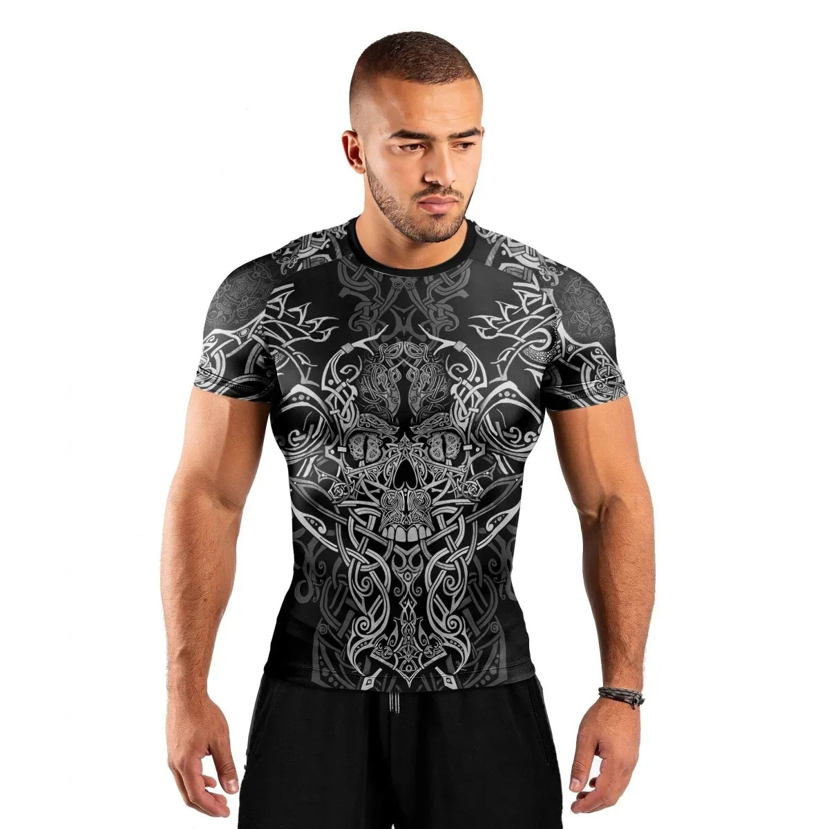 Viking Norse Skull Men's Short Sleeve Rash Guard
