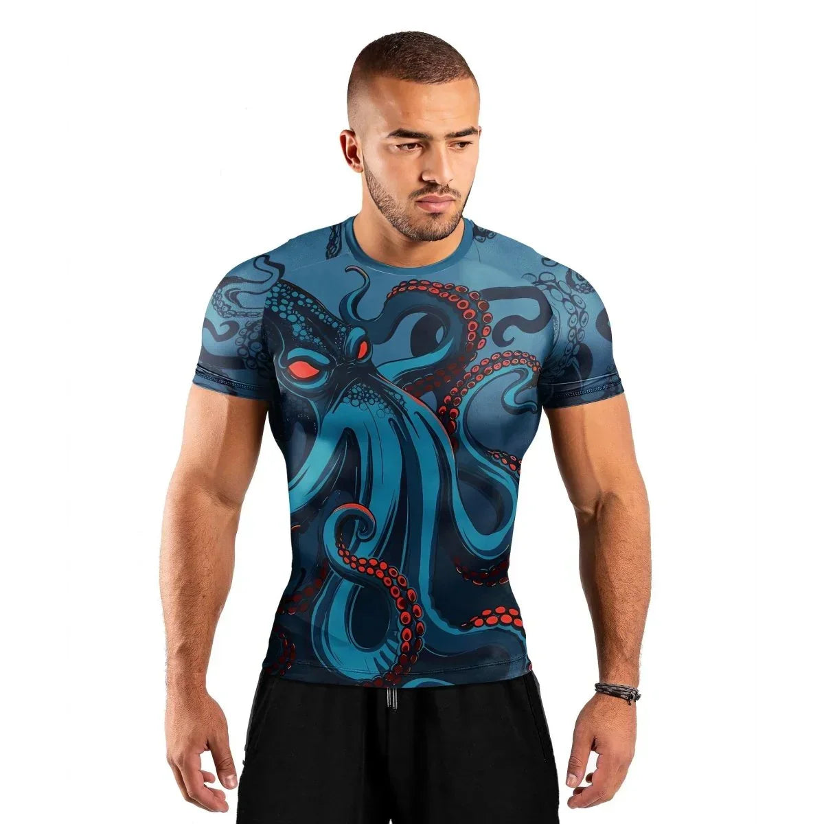 Dark Sea Octopus Men's Short Sleeve Rash Guard