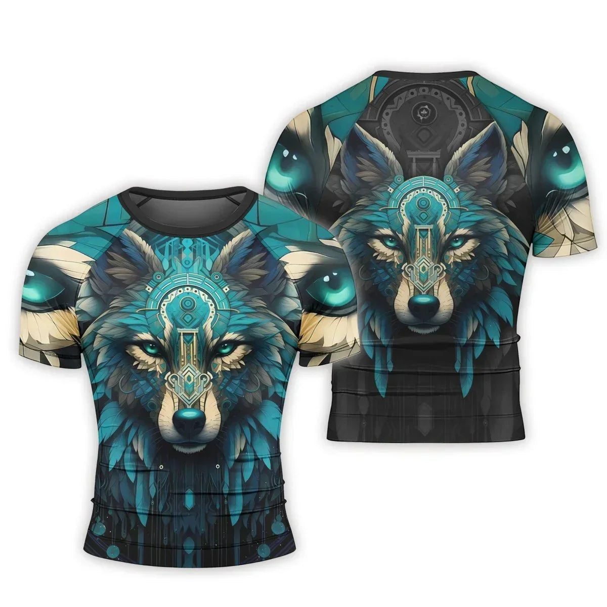 Wolf Tribal Men's Short Sleeve Rash Guard