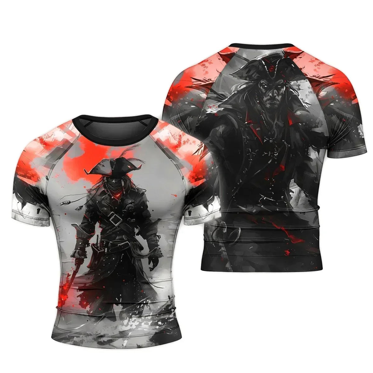 Shadow Pirate Caribbean Men's Short Sleeve Rash Guard