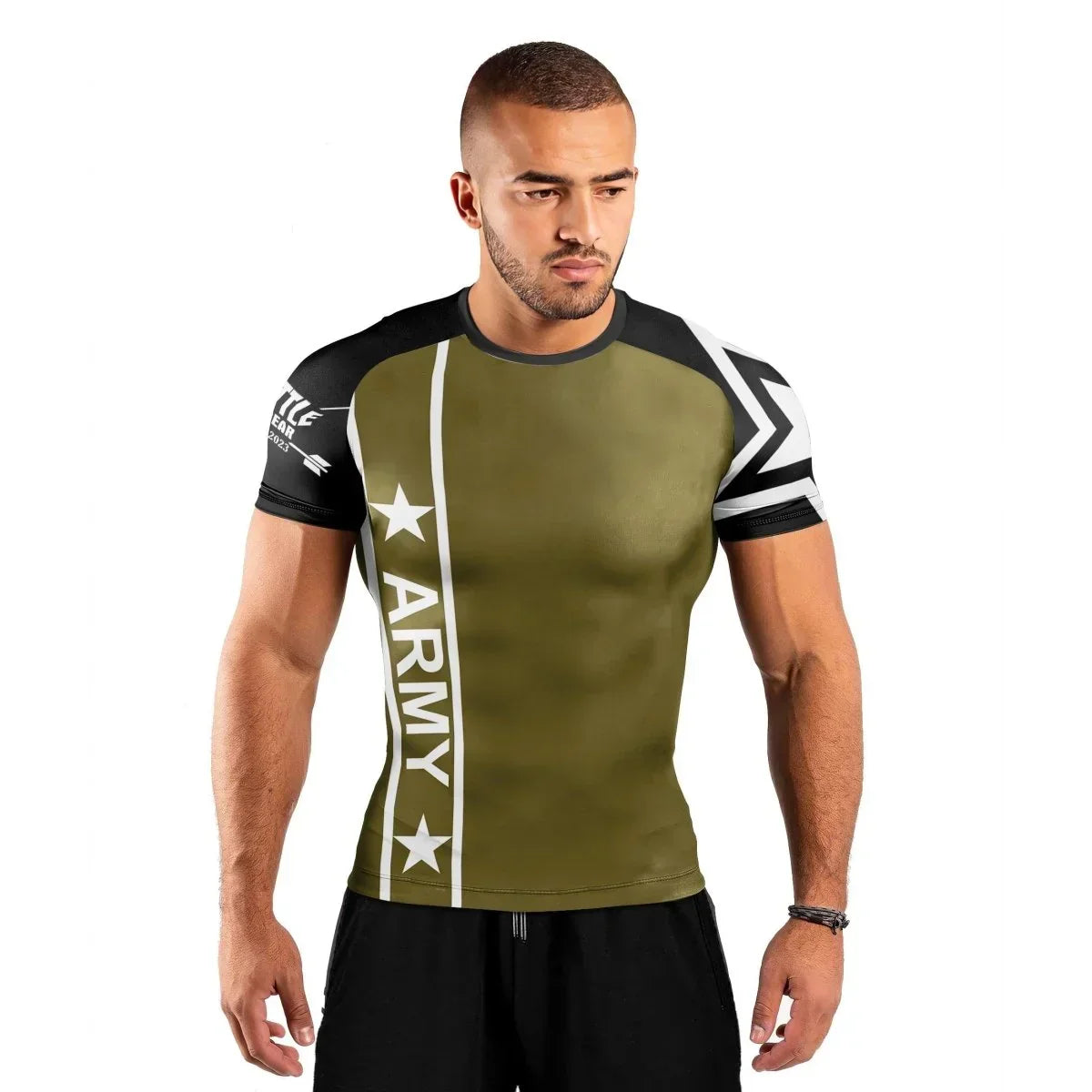 Army Camo Flag Short Sleeve Rash Guard