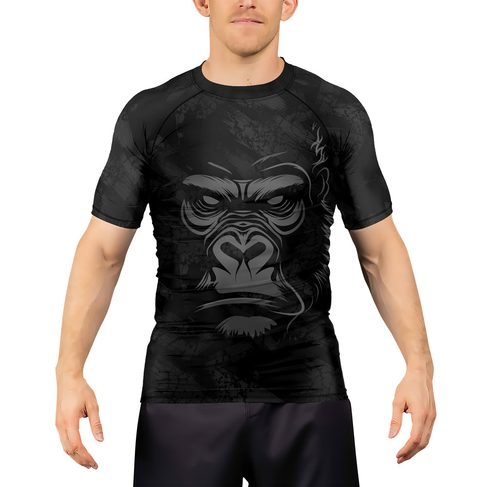 Rashninja Gorilla Jiu Jitsu Beast Men's  Short Sleeve Rash Guard