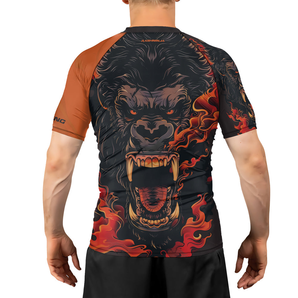 Rashninja Gorilla Flame Guardian Men's Short Sleeve Rash Guard