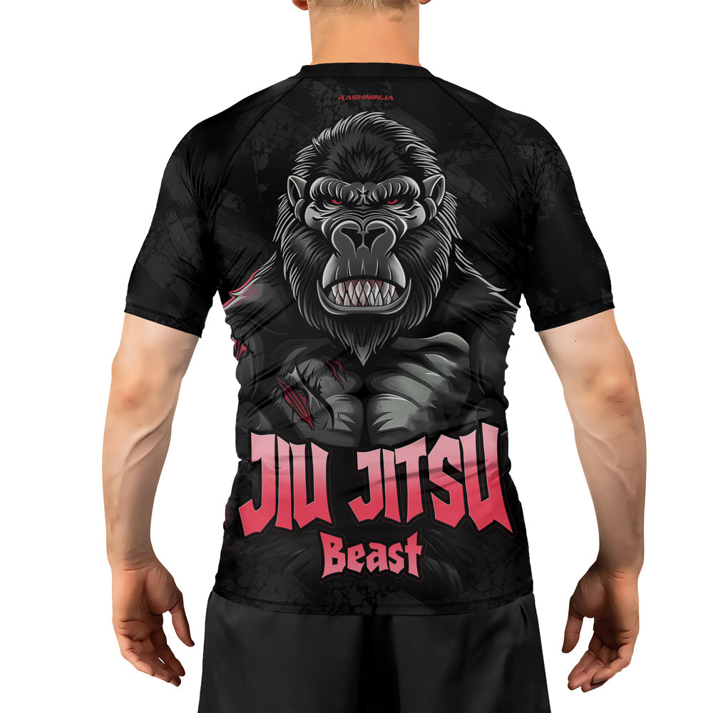 Rashninja Gorilla Jiu Jitsu Beast Men's  Short Sleeve Rash Guard