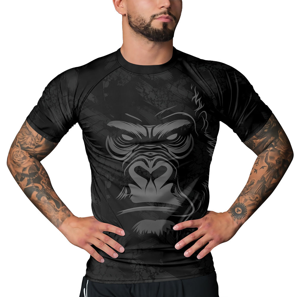 Rashninja Gorilla Jiu Jitsu Beast Men's  Short Sleeve Rash Guard