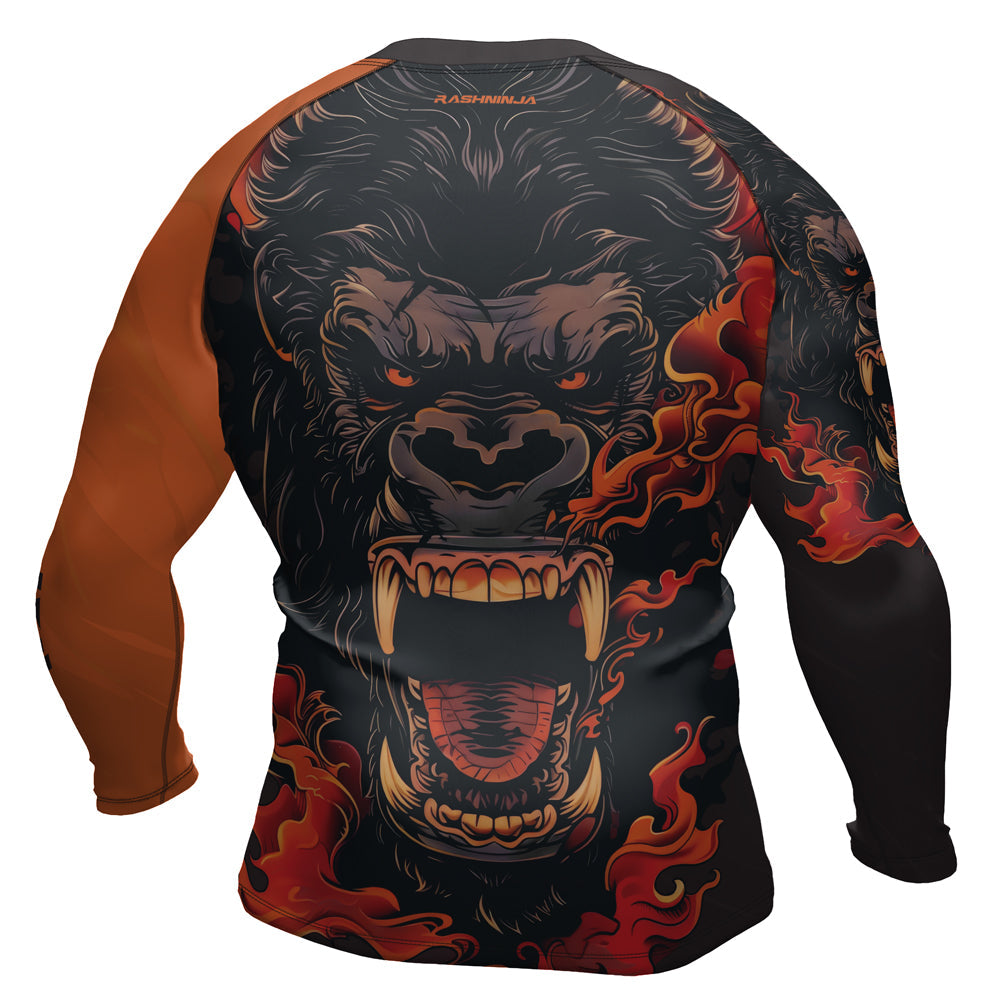 Rashninja Gorilla Flame Guardian Men's Long Sleeve Rash Guard