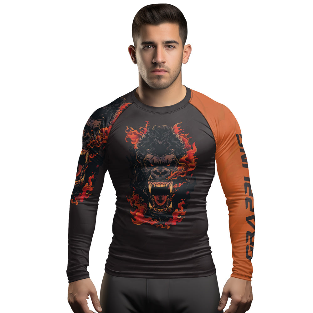Rashninja Gorilla Flame Guardian Men's Long Sleeve Rash Guard