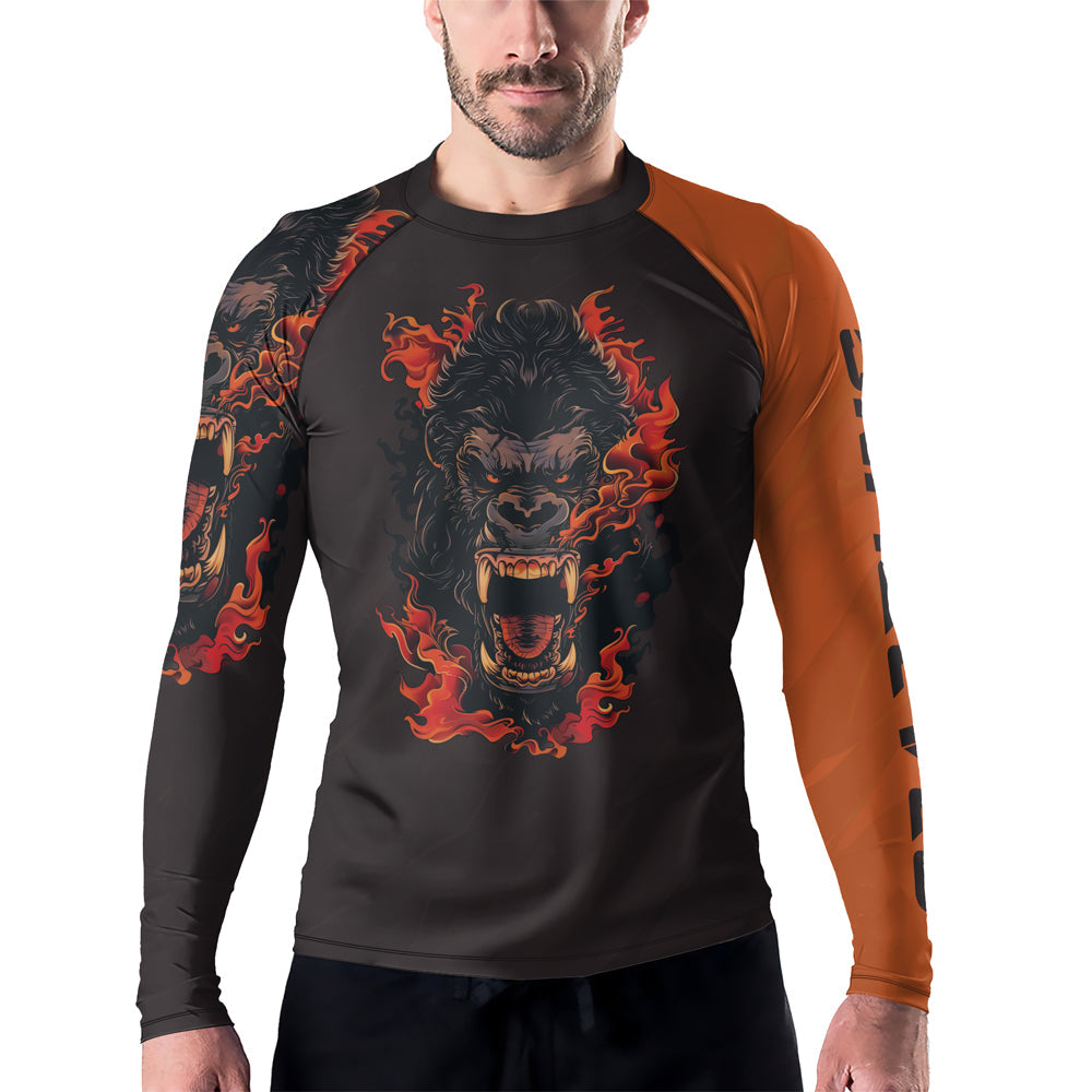 Rashninja Gorilla Flame Guardian Men's Long Sleeve Rash Guard