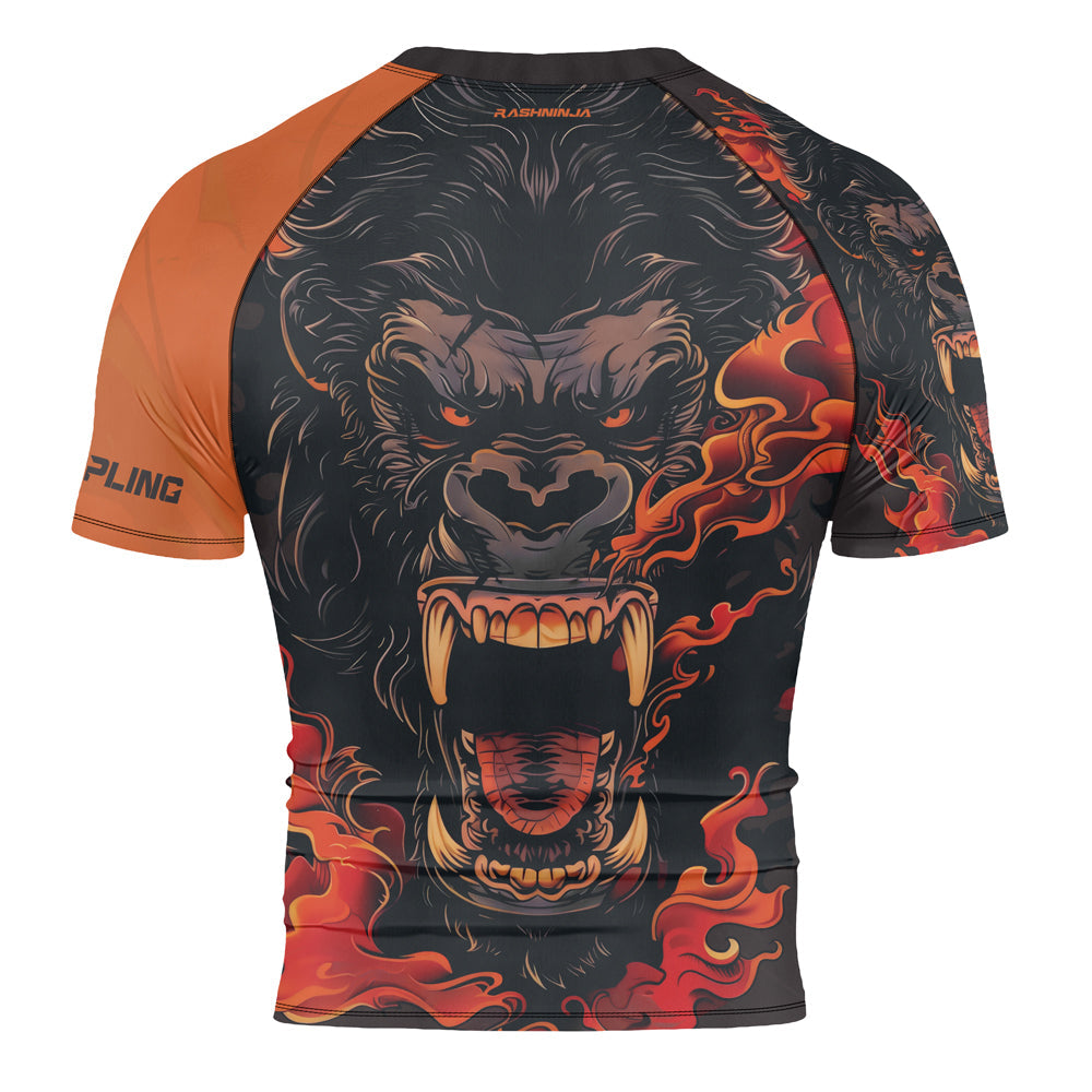 Rashninja Gorilla Flame Guardian Men's Short Sleeve Rash Guard