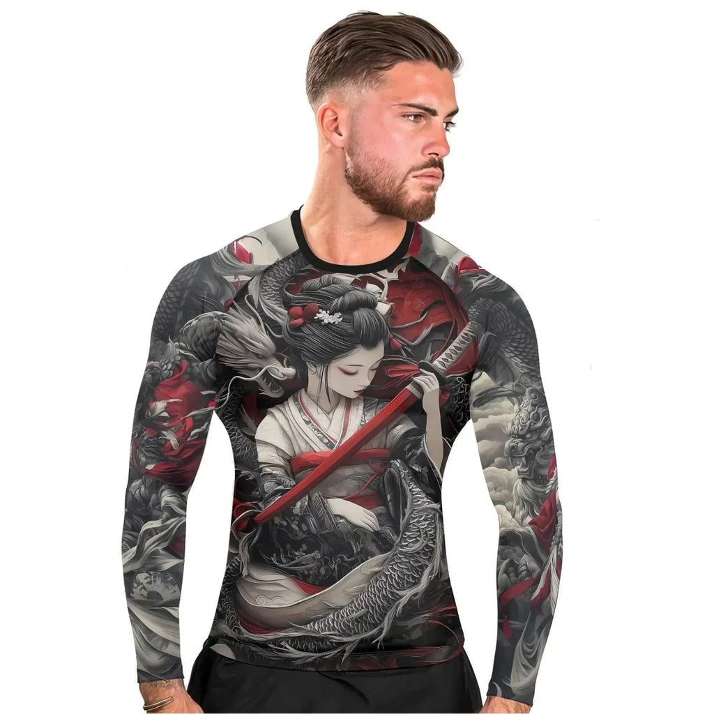 Geisha Samurai Men's Long Sleeve Rash Guard