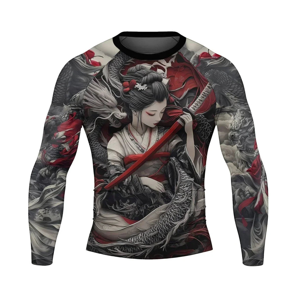 Geisha Samurai Men's Long Sleeve Rash Guard