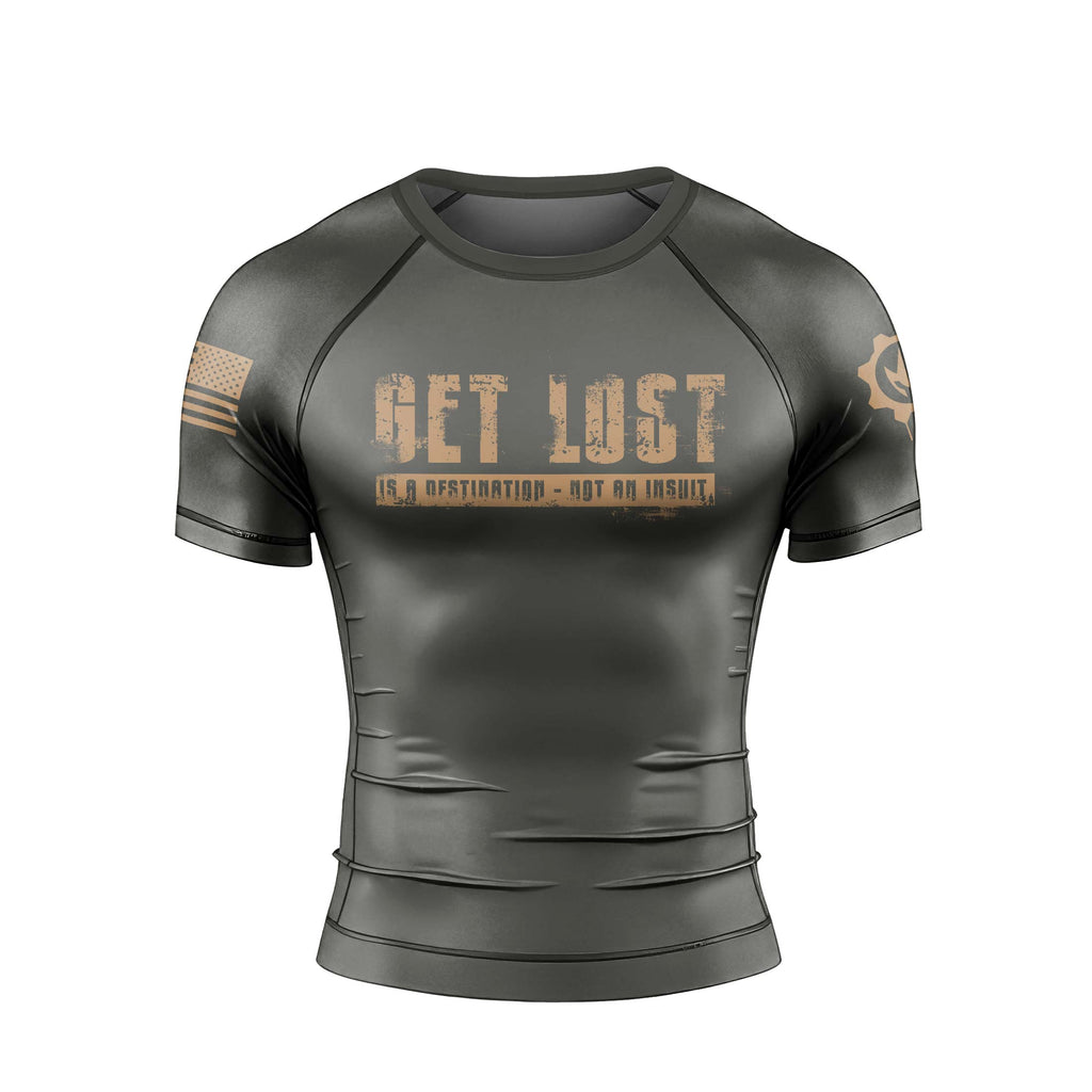 Get Lost Is A Destination Men's Short Sleeve Rash Guard