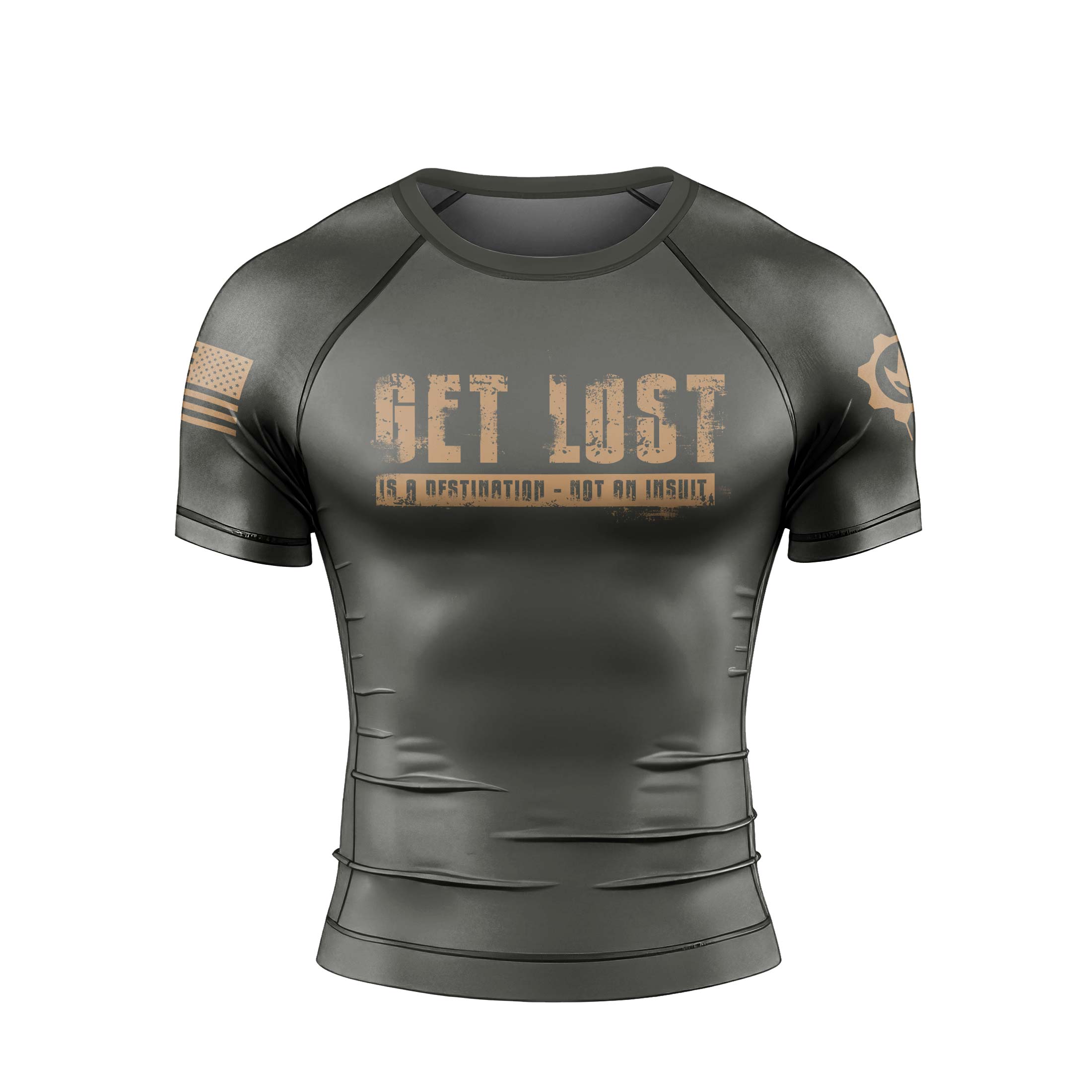 Get Lost Is A Destination Men's Short Sleeve Rash Guard