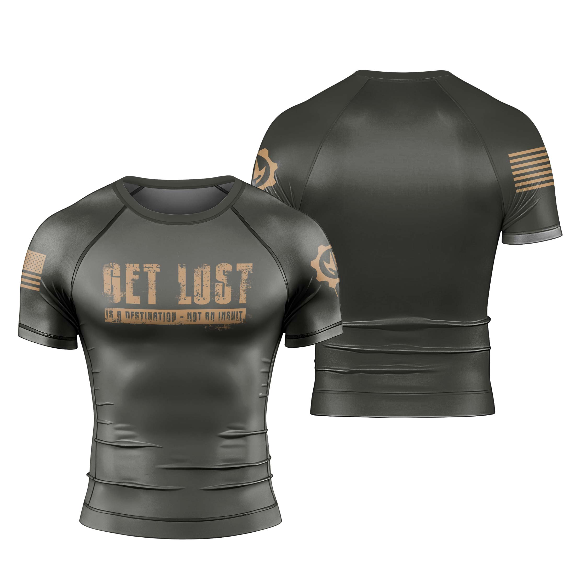 Get Lost Is A Destination Men's Short Sleeve Rash Guard