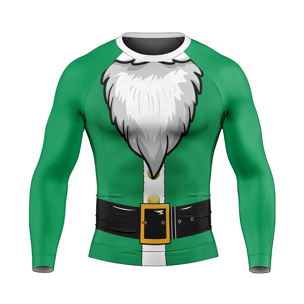 Green Santa Claus Men's Long Sleeve Rash Guard