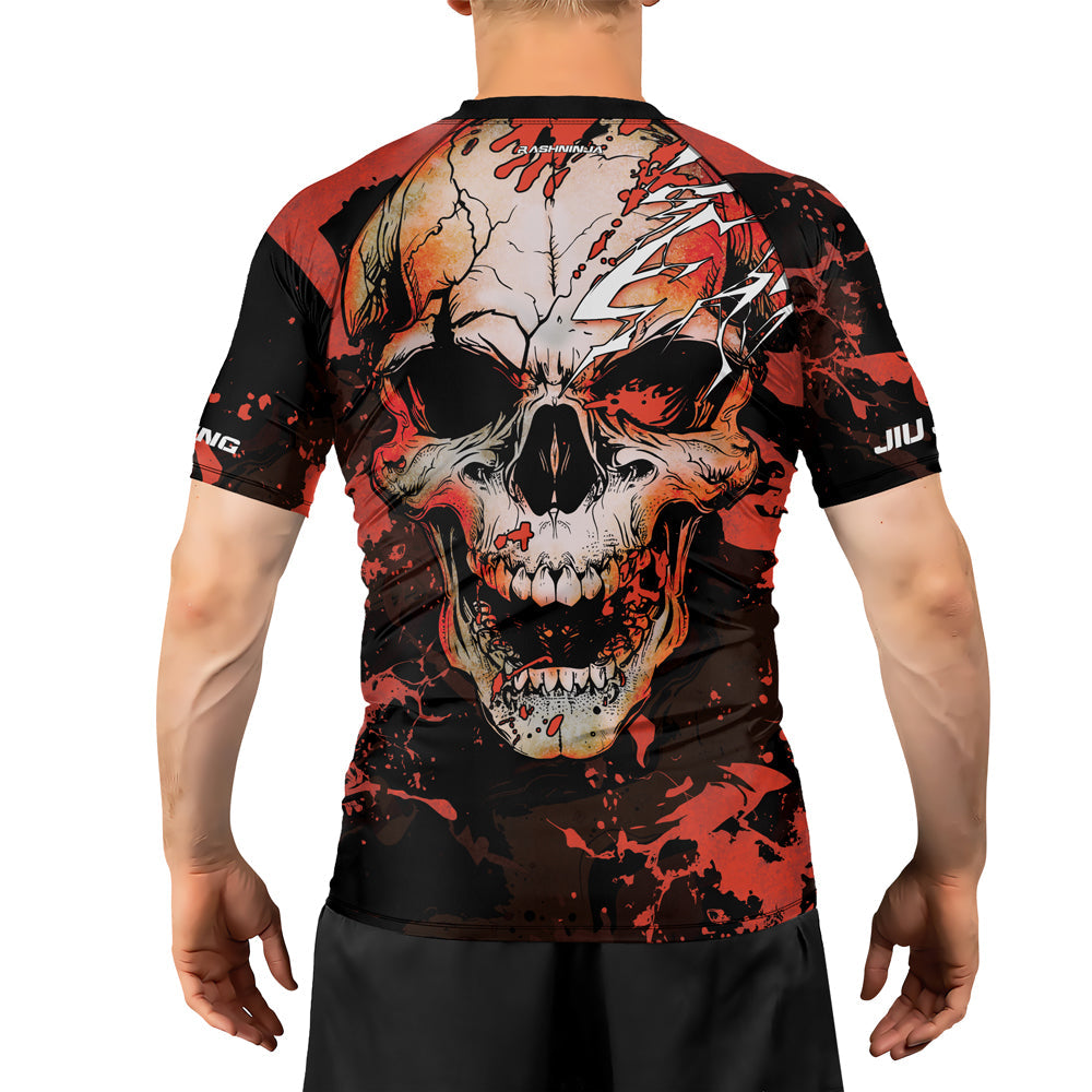 Rashninja Halloween Crimson Skull Men's Short Sleeve Rash Guard