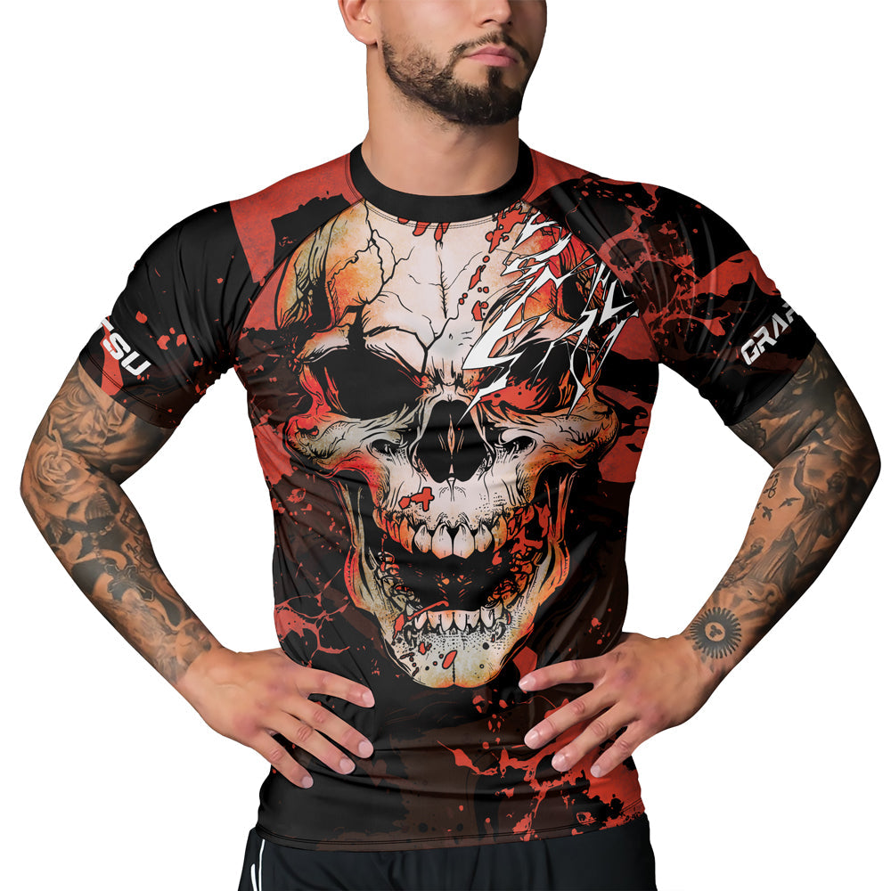 Rashninja Halloween Crimson Skull Men's Short Sleeve Rash Guard
