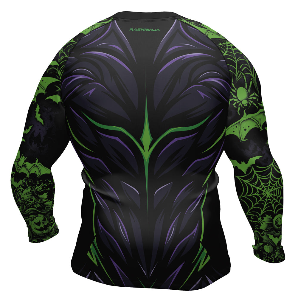 Rashninja Halloween Spider Bat Abyss Men's Long Sleeve Rash Guard