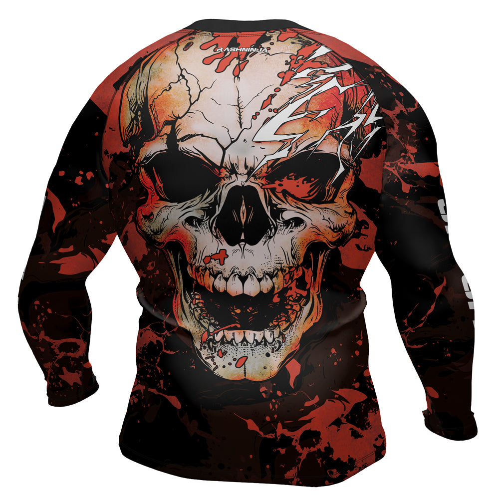 Rashninja Halloween Crimson Skull Men's  Long Sleeve Rash Guard