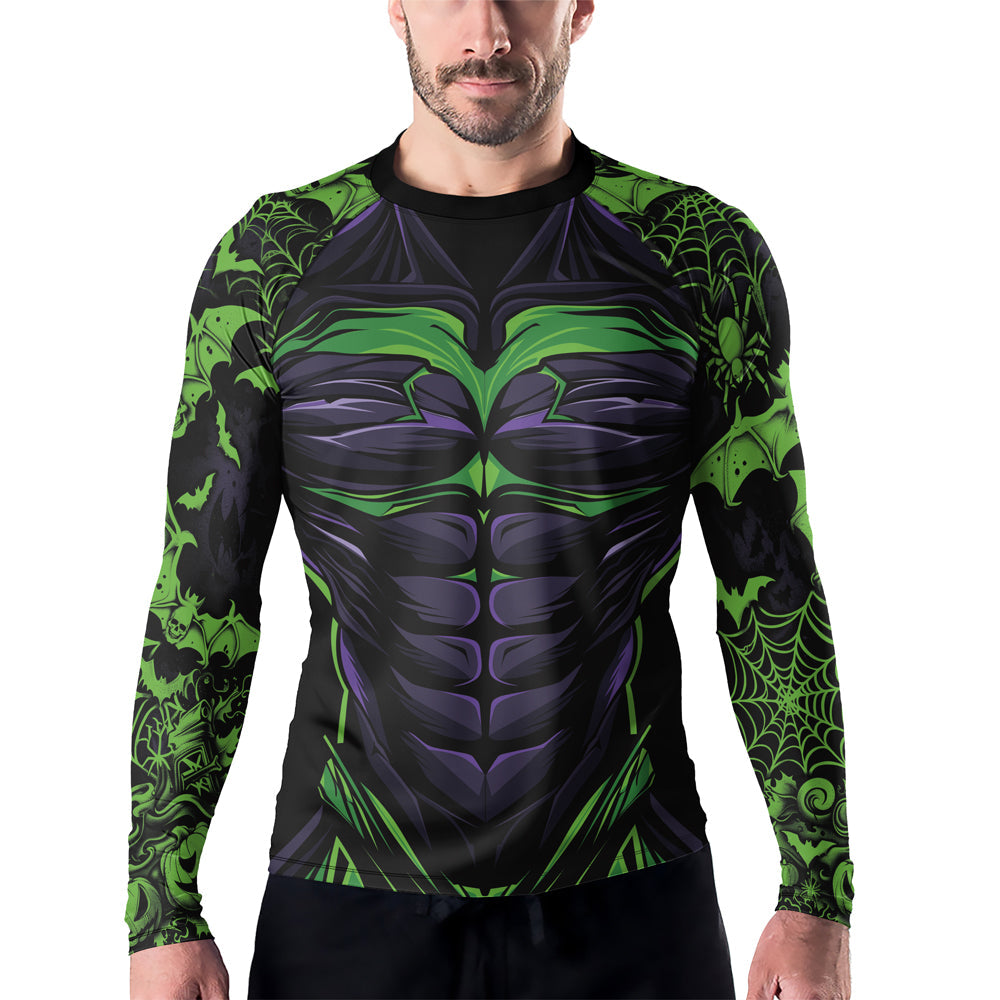 Rashninja Halloween Spider Bat Abyss Men's Long Sleeve Rash Guard
