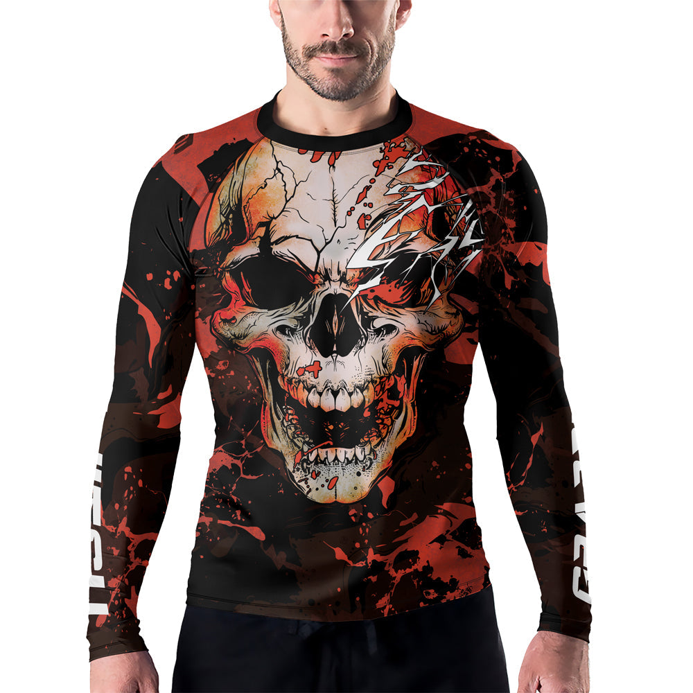 Rashninja Halloween Crimson Skull Men's  Long Sleeve Rash Guard