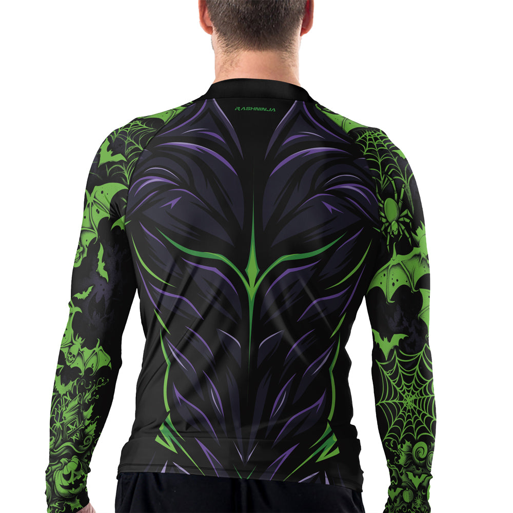 Rashninja Halloween Spider Bat Abyss Men's Long Sleeve Rash Guard