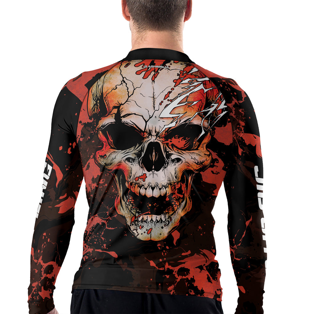 Rashninja Halloween Crimson Skull Men's  Long Sleeve Rash Guard