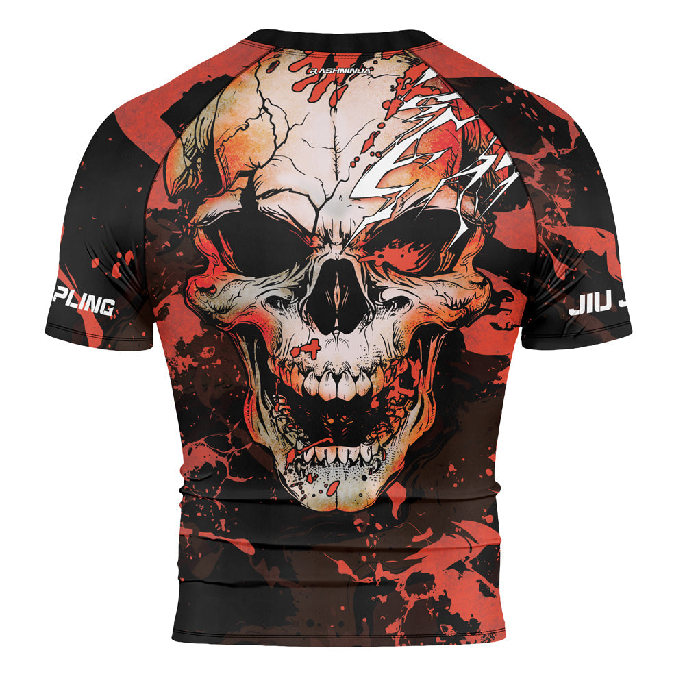Rashninja Halloween Crimson Skull Men's Short Sleeve Rash Guard