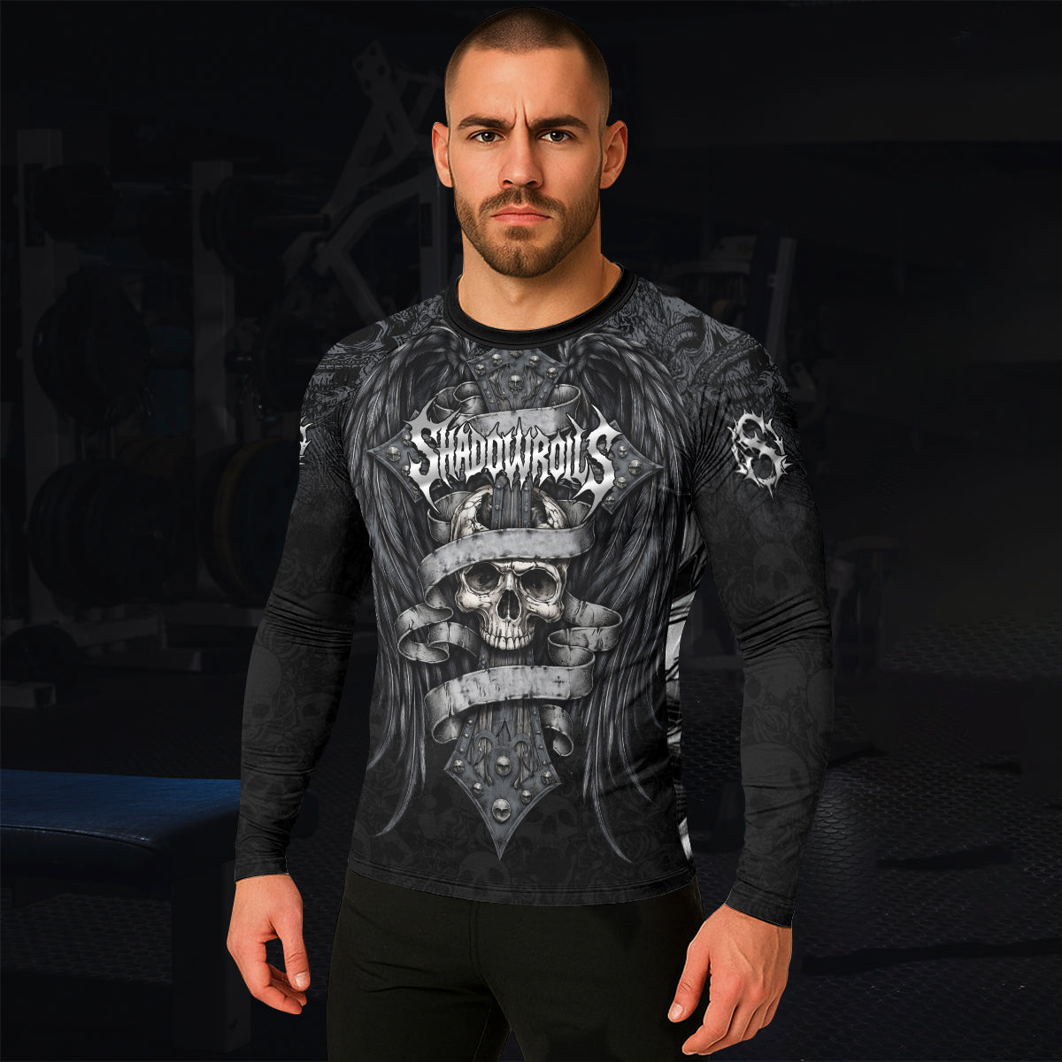 Angelic Skull Gothic Cross Rash Guard