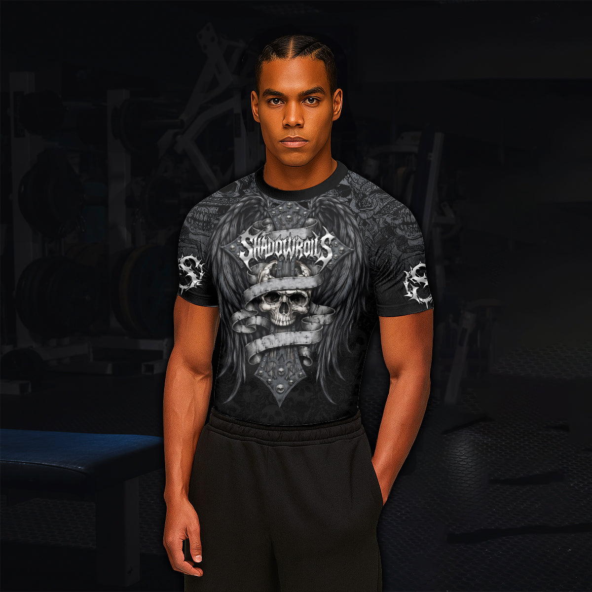 Angelic Skull Gothic Cross Rash Guard