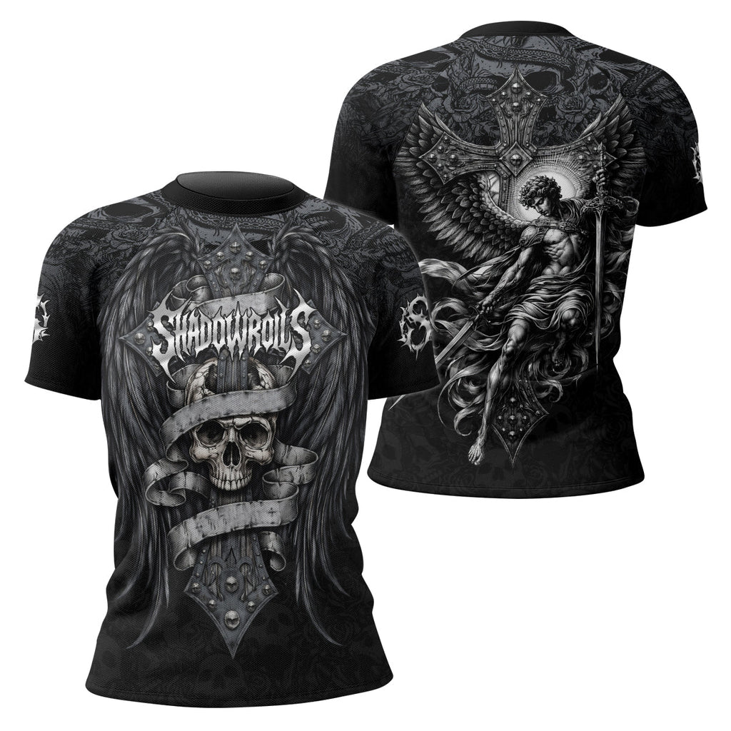 Angelic Skull Gothic Cross Rash Guard