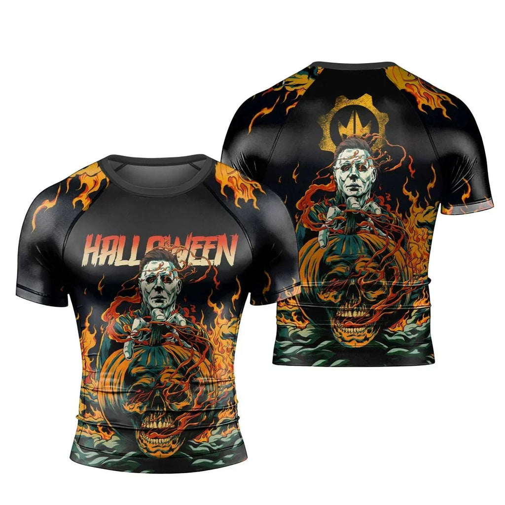 Halloween Michael Myers Men's Short Sleeve Rash Guard
