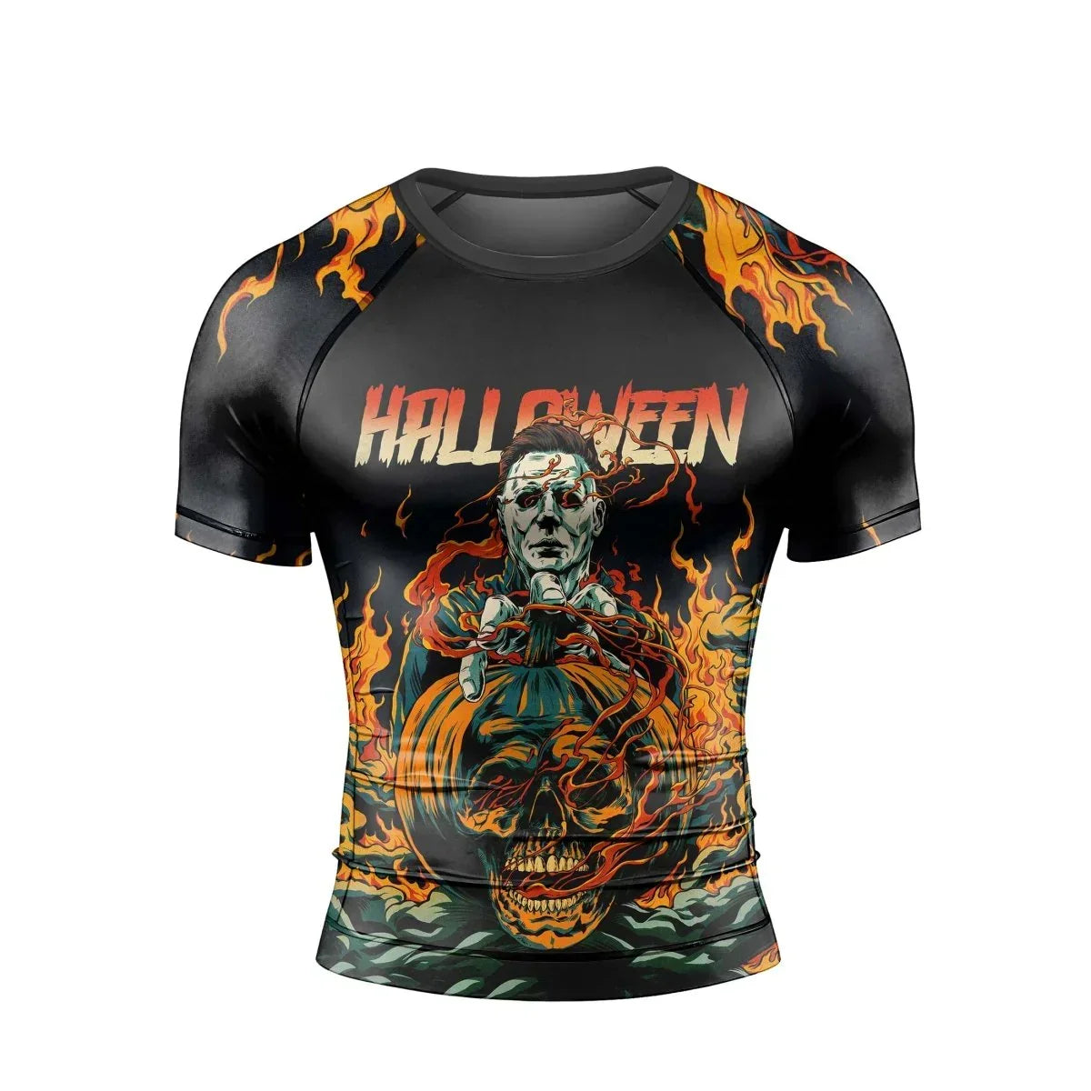 Halloween Michael Myers Men's Short Sleeve Rash Guard