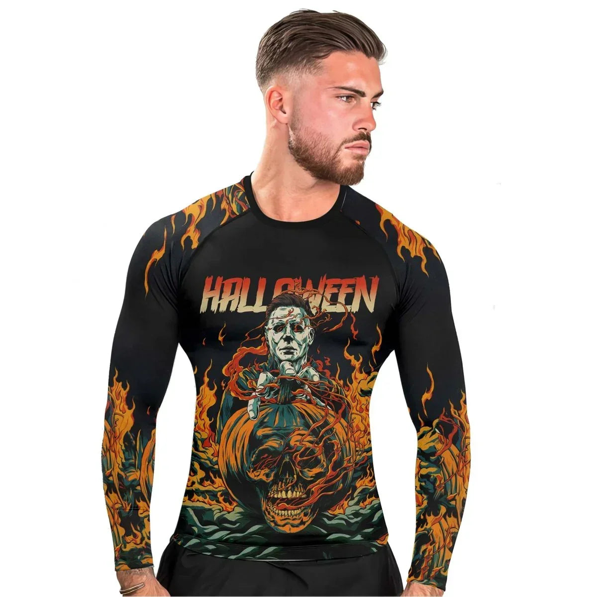 Halloween Michael Myers Return Men's Long Sleeve Rash Guard