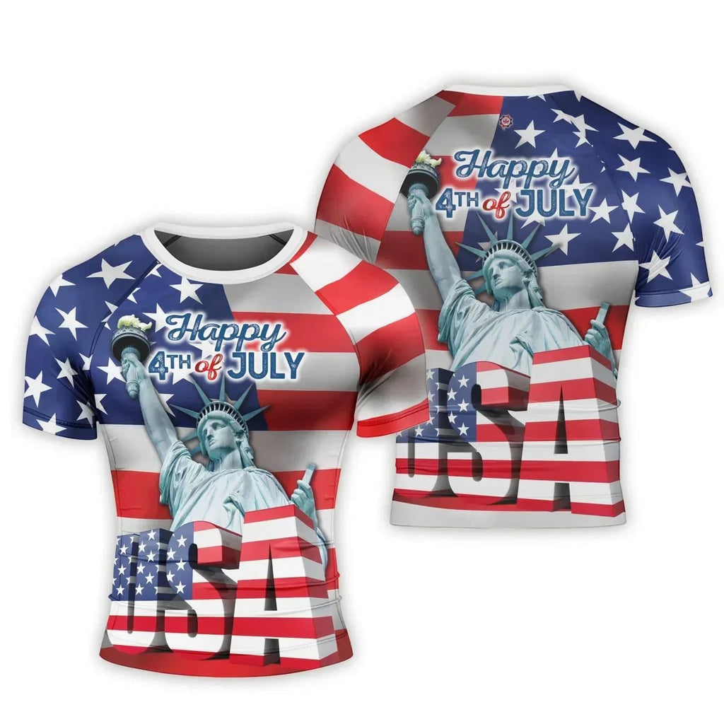 Happy Fourth Of July Men's Short Sleeve Rash Guard