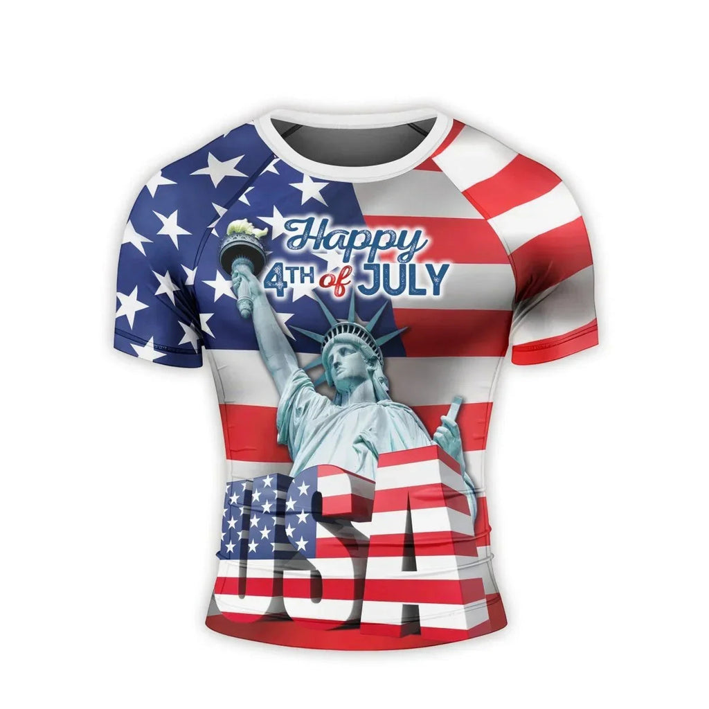 Happy Fourth Of July Men's Short Sleeve Rash Guard