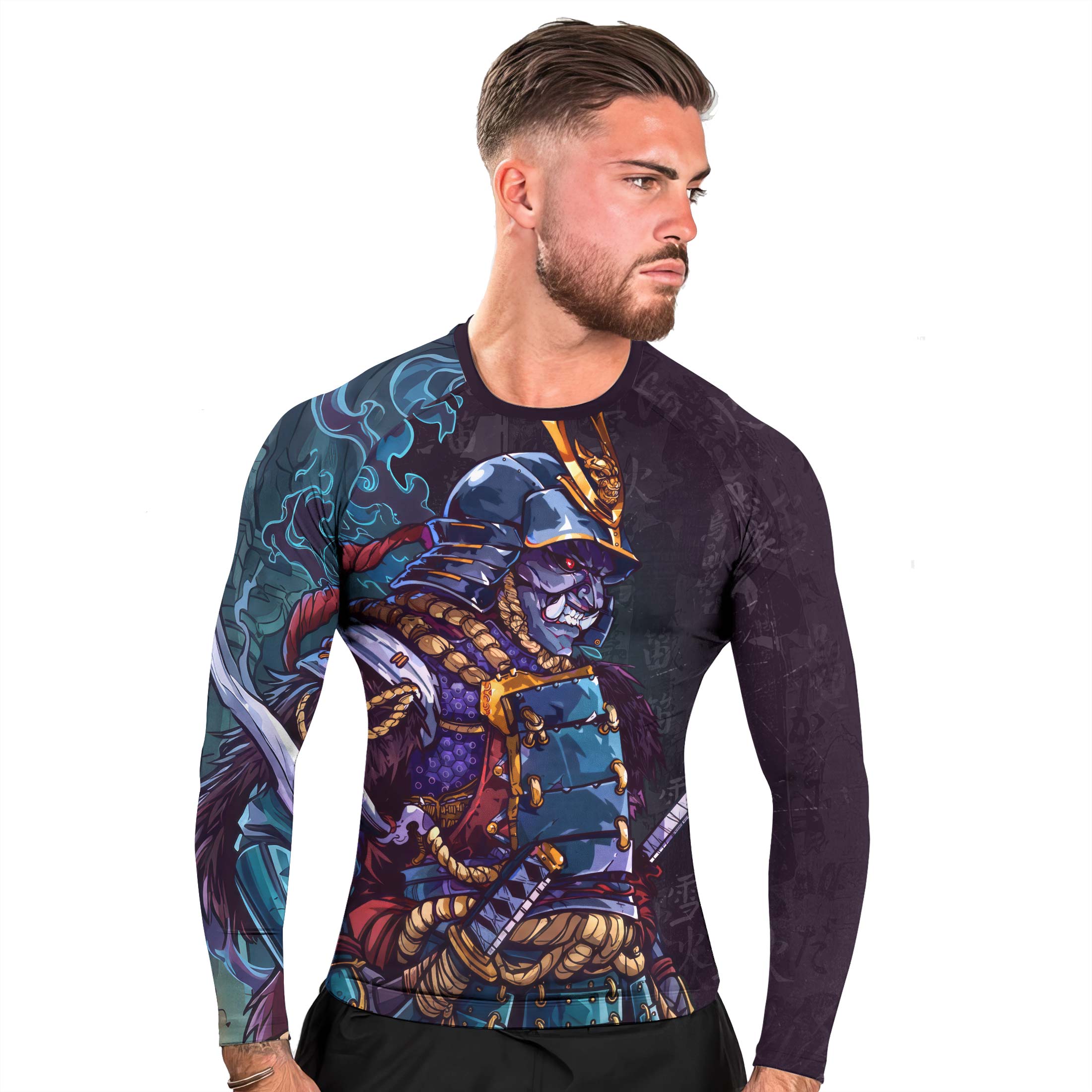 Hell Demon Samurai Men's Long Sleeve Rash Guard